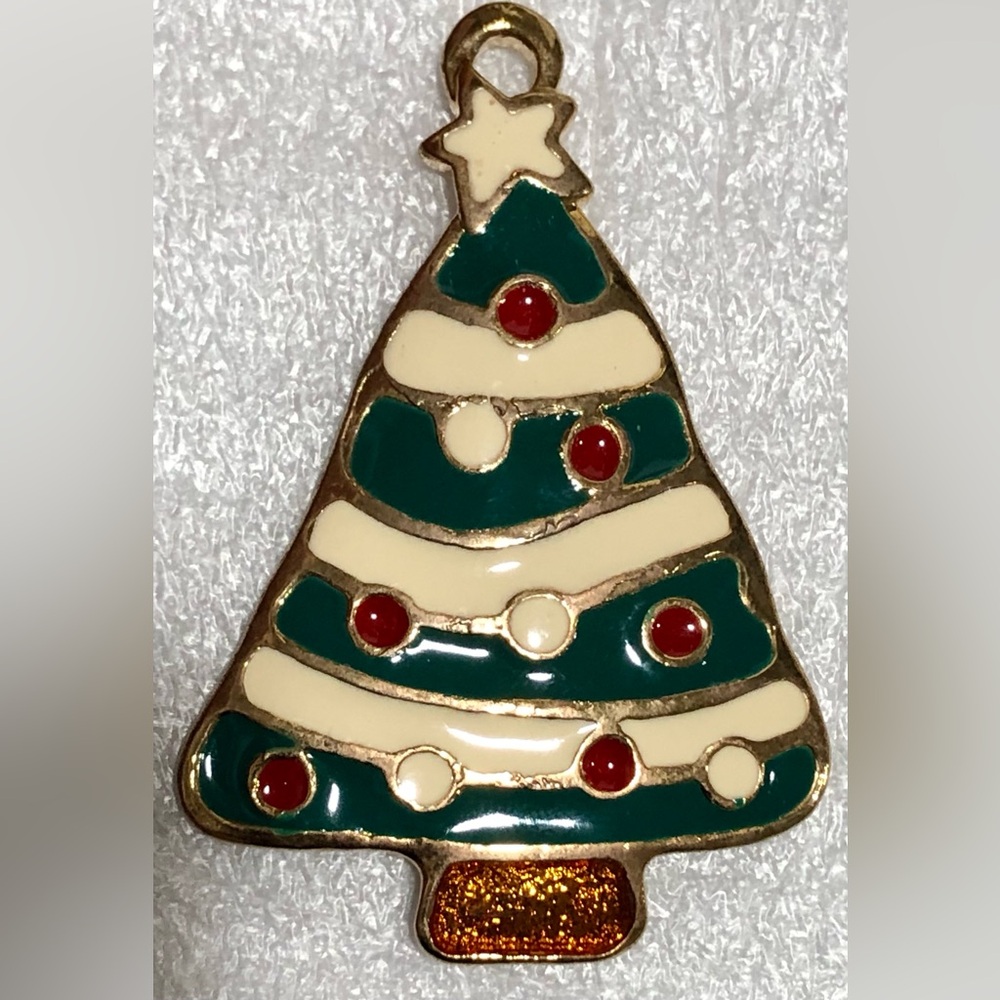 Wallace Silversmiths Green and Gold Christmas Tree Ornament
